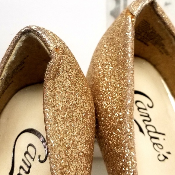 Candies Cabela Gold Glitter Platform Pump Heels - Picture 8 of 8